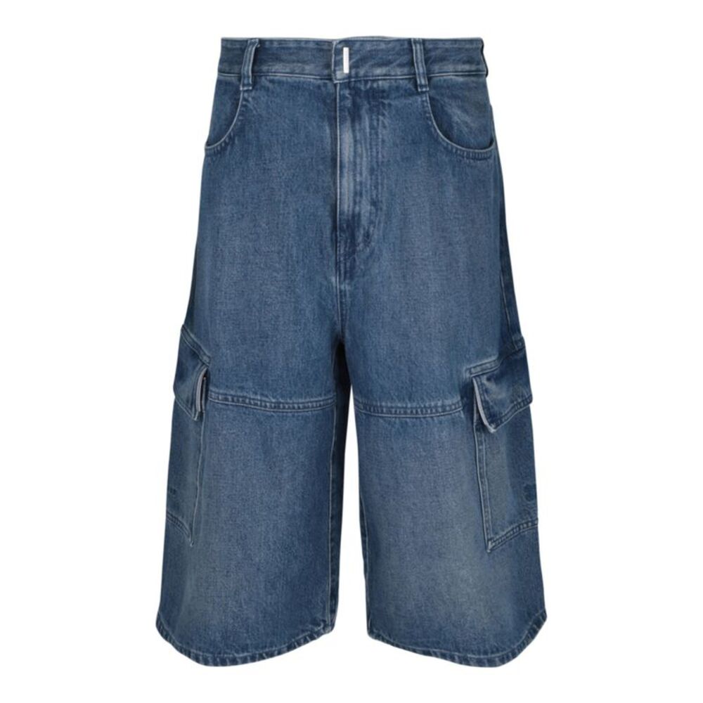Givenchy Multicutted Denim Cargo Shorts Blue Mens